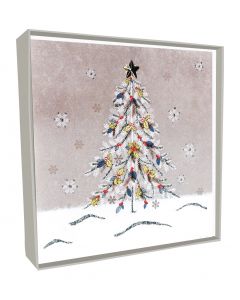 Decorated WhiteChristmas Tree White Christmas Handcrafted Solid Boxed Cards TT CHRISTMAS (Pack Size: 6)