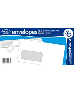 ENVELOPE DL WINDOW WHITE PEEL & SEAL 50 COUNTY (Pack Size: 20)