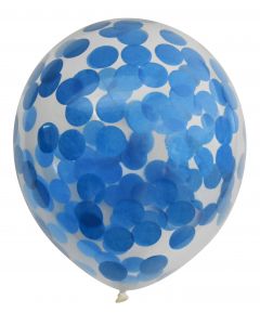 BALLOONS 6 x 12" Confetti Balloons BLUE ITI (Pack Size: 5)