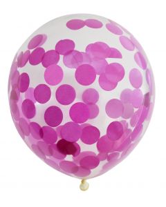 BALLOONS 6 x 12" Confetti Balloons PINK ITI (Pack Size: 5)