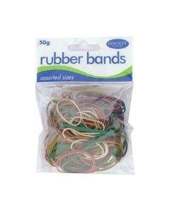 RUBBERBANDS COLOURED 50 grams HANG PACK (Pack Size: 12)