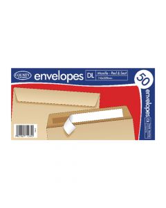 ENVELOPE DL MANILLA PEEL & SEAL 50 COUNTY (Pack Size: 20)