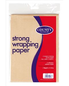 BROWN PAPER STRING & LABEL TWIN PACK COUNTY (Pack Size: 36)