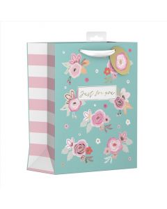 GIFTBAG FLORAL TEAL MEDIUM EVERYDAY (Pack Size: 6)