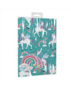 WRAP/TAG GIRL UNICORN 2 SHEET 2 TAG EVERYDAY (Pack Size: 12)
