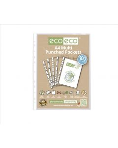 A4 100% Recycled Bag 100 Multi Punched Pockets ECO010 ECO (Pack Size: 10)