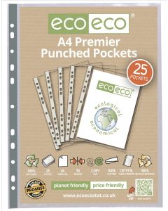 A4 100% Recycled Bag 25 Premier Multi Punched Pockets ECO011 (Pack Size: 20)
