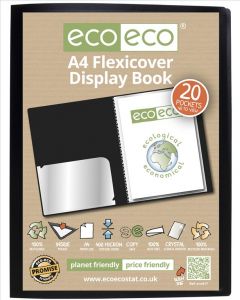 A4 100% Recycled 20 Pocket Flexicover Display Book ECO017 EC (Pack Size: 12)