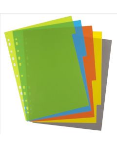 A4 50% Recycled Set 5 Index File Dividers (200 micron) ECO07 (Pack Size: 12)