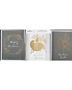 BOXED CARD MULTICHOICE XMAS GREY & GOLD Christmas 25522089 CHRISTMAS (Pack Size: 12)