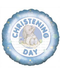 BALLOON HELIUM CHRISTENING MALE 18" INC WEIGHT & RIBBON (Pack Size: 1)