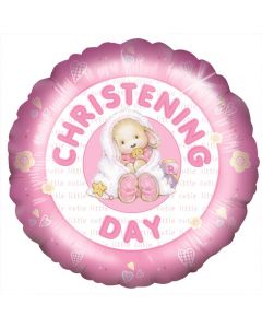 BALLOON HELIUM CHRISTENING FEMALE 18" INC WEIGHT & RIBBON (Pack Size: 1)