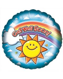 BALLOON HELIUM 18" GET WELL INC WEIGHT & RIBBON (Pack Size: 1)
