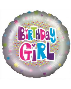 BALLOON HELIUM 18"  BIRTDAY GIRL INC WEIGHT & RIBBON (Pack Size: 1)
