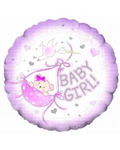 BALLOON HELIUM 18"  BABY GIRL INC WEIGHT & RIBBON (Pack Size: 1)