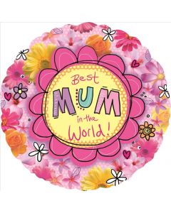 BALLOON HELIUM 18" BEST MUM INC WEIGHT & RIBBON (Pack Size: 1)