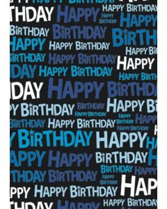 Gift Wrap Happy Birthday Blue (Pack Size: 24)