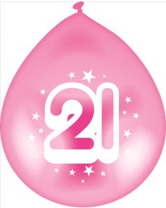 Latex Balloons Air / Helium Age 21 Pink (Pack Size: 6)