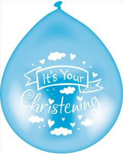 Latex Balloons Air / Helium Christening Blue (Pack Size: 6)