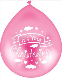 Latex Balloons Air / Helium Christening Pink (Pack Size: 6)