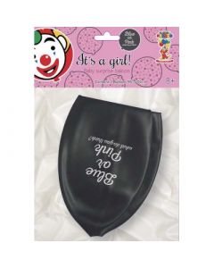 BALLOONS 1 x 36" GENDER REVEAL Printed It's A Girl Surprise (Pack Size: 6)