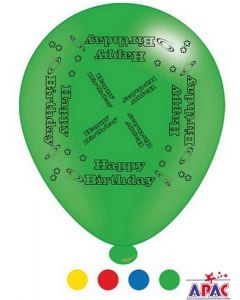 BALLOONS LATEX Happy Birthday Latex 225mm 10' 8 Balloons (Pack Size: 6)