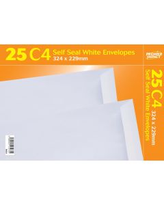 ENVELOPE C4 WHITE SELF SEAL 25's COUNTY (Pack Size: 20)