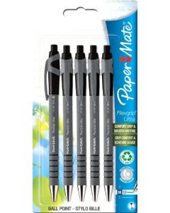 PEN FLEXGRIP BLACK MEDIUM RETRACTABLE BLISTER FIVE(5s) (Pack Size: 12)