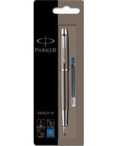 PEN FOUNTAIN  IM GUN METAL CHROME WITH CARTRIDGE BLUE INK (Pack Size: 6)