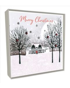 House & trees White Christmas Handcrafted Solid Boxed Cards TT CHRISTMAS (Pack Size: 6)