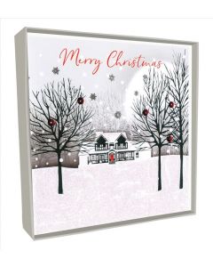 HOUSE House & trees White Christmas Handcrafted Solid Boxed Cards TT CHRISTMAS (Pack Size: 6)