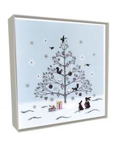 Tree (Woodland Animals) White Christmas Handcrafted Solid Boxed Cards TT CHRISTMAS (Pack Size: 6)