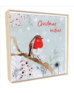 Large Robin White Christmas Handcrafted Solid Boxed Cards TT CHRISTMAS (Pack Size: 6)