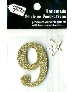 No 9 - Gold MIP Mini Numbers 82x90mm  EVERYDAY (Pack Size: 6)