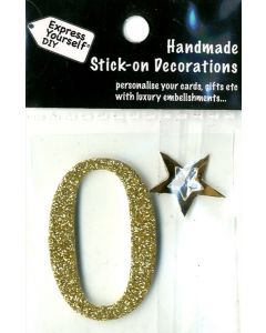 No 0 - Gold MIP Mini Numbers 82x90mm  EVERYDAY (Pack Size: 6)