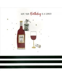 BIRTHDAY B/Day Gen - Wine & Corkscrew Charmed 150*150 - LL LL EVERYDAY (Pack Size: 6)