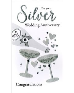 Anniv Silver - Pouring Champagne CHAMPAGNE QQ EVERYDAY (Pack Size: 3)