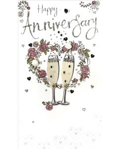 Anniv Your - Champagne Flutes on Heart CHAMPAGNE QQ EVERYDAY (Pack Size: 3)