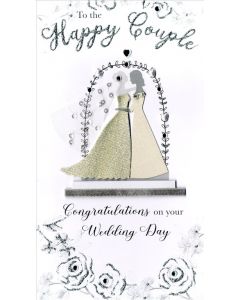 Wedding Mrs & Mrs - Silhouettes in Dresses CHAMPAGNE QQ EVERYDAY (Pack Size: 3)