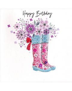 B/Day Gen - Wellies with flowers Pearl 160*160 - QQ QQ EVERYDAY (Pack Size: 6)