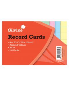 RECORD CARD 6x4" ASSTD COL 100 (Pack Size: 10)