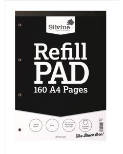 REFILL PAD 160 PAGE A4 PLAIN BLACK SILVINE (Pack Size: 6)