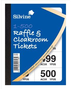 CLOAKROOM TICKET RAFFLE 1-500 SILVINE (Pack Size: 12)