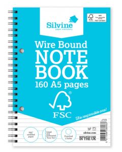 NOTEBOOK A5 SPIRAL 160 PAGE FLEXI COVER FSC (Pack Size: 5)