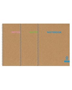 NOTEBOOK A5 TWIN WIRE RECYCLED KRAFT COVERS (Pack Size: 6)
