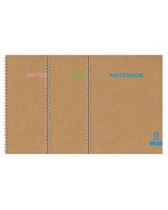 NOTEBOOK A4 TWIN WIRE RECYCLED KRAFT COVERS (Pack Size: 6)