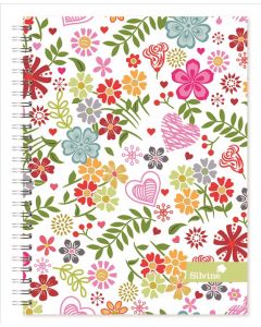 NOTEBOOK FLORAL A5 TWIN MICRO PERFORATED SPIRAL BOUND (Pack Size: 4)