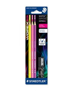 PENCILS 3 WOPEX NEON + ERASER + SHARPENER BLISTER STAEDTLER (Pack Size: 10)