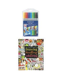 STAEDTLER NORIS DOUBLE ENDED ASSORTED FIBRE TIP MARKER 10'S (Pack Size: 10)