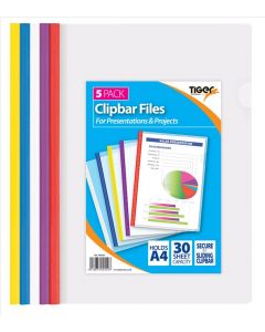 FILES A4 CLIP-BAR 5 COLOUR (Pack Size: 10)
